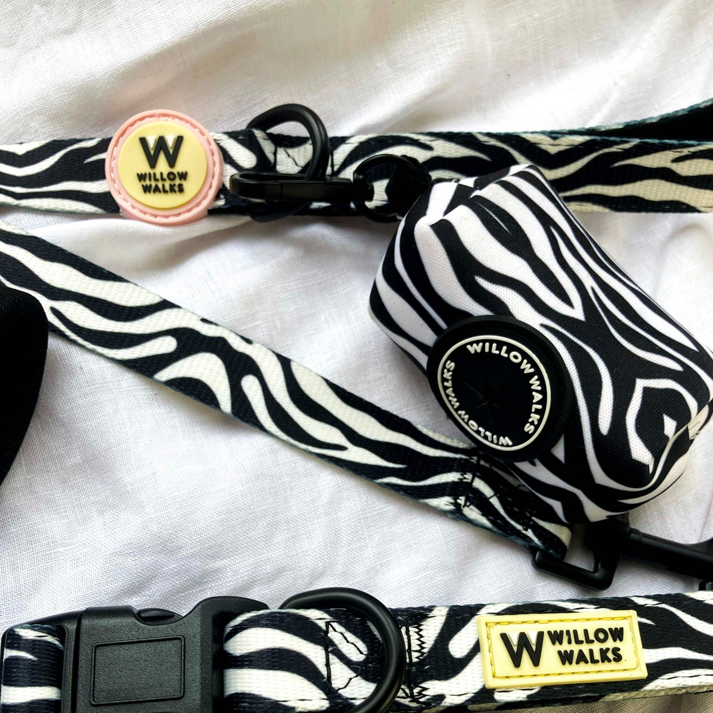 Willow Walks fabric poo bag in zebra