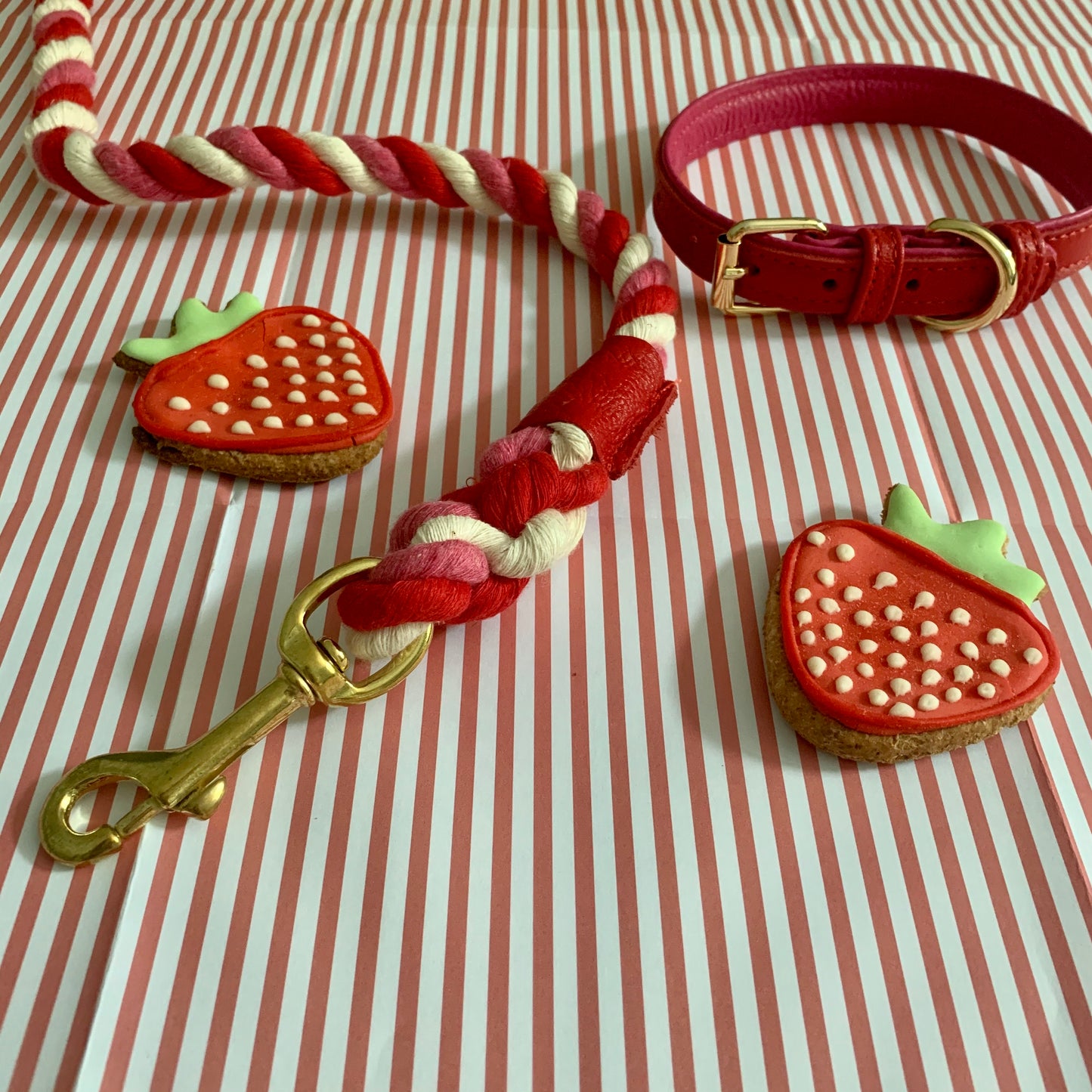 Willow Walks leather collar in two tone red and fuchsia