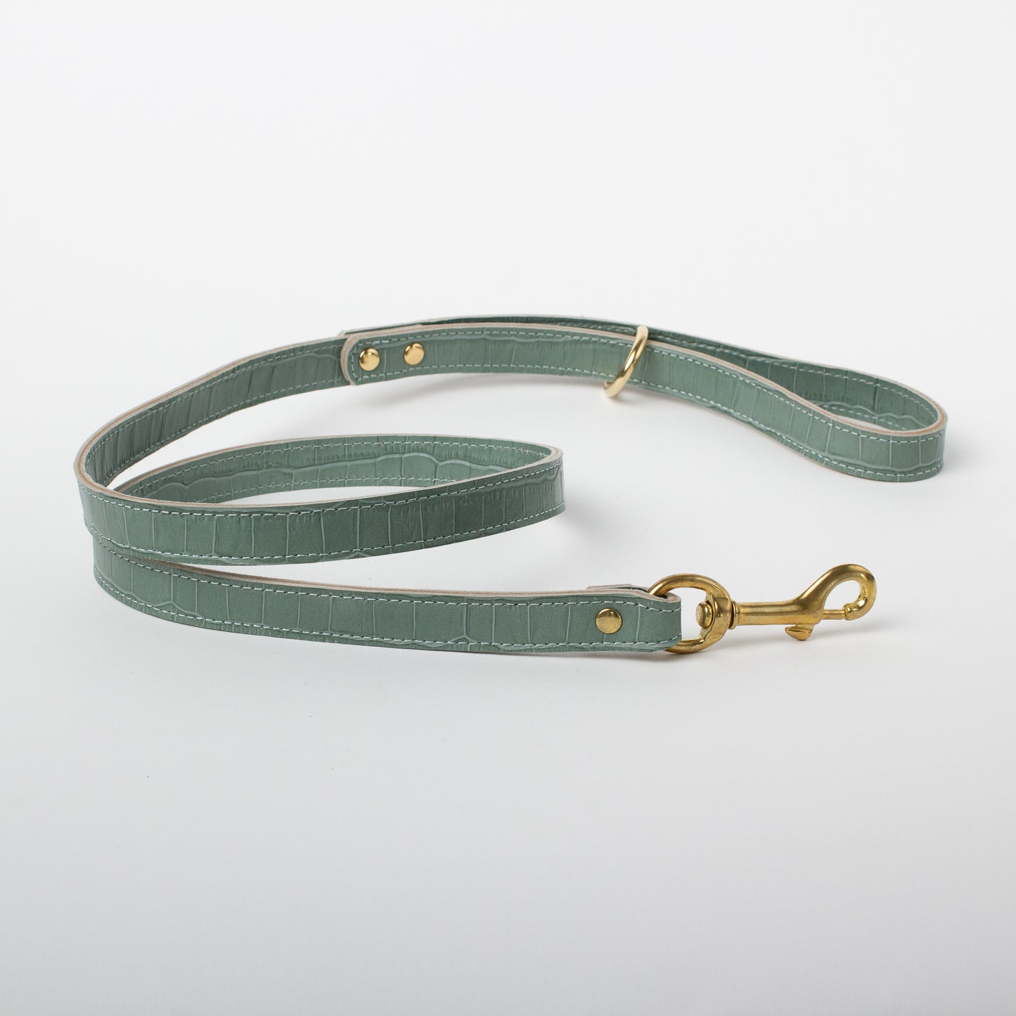 Willow Walks double sided leather lead with croc effect in sage green