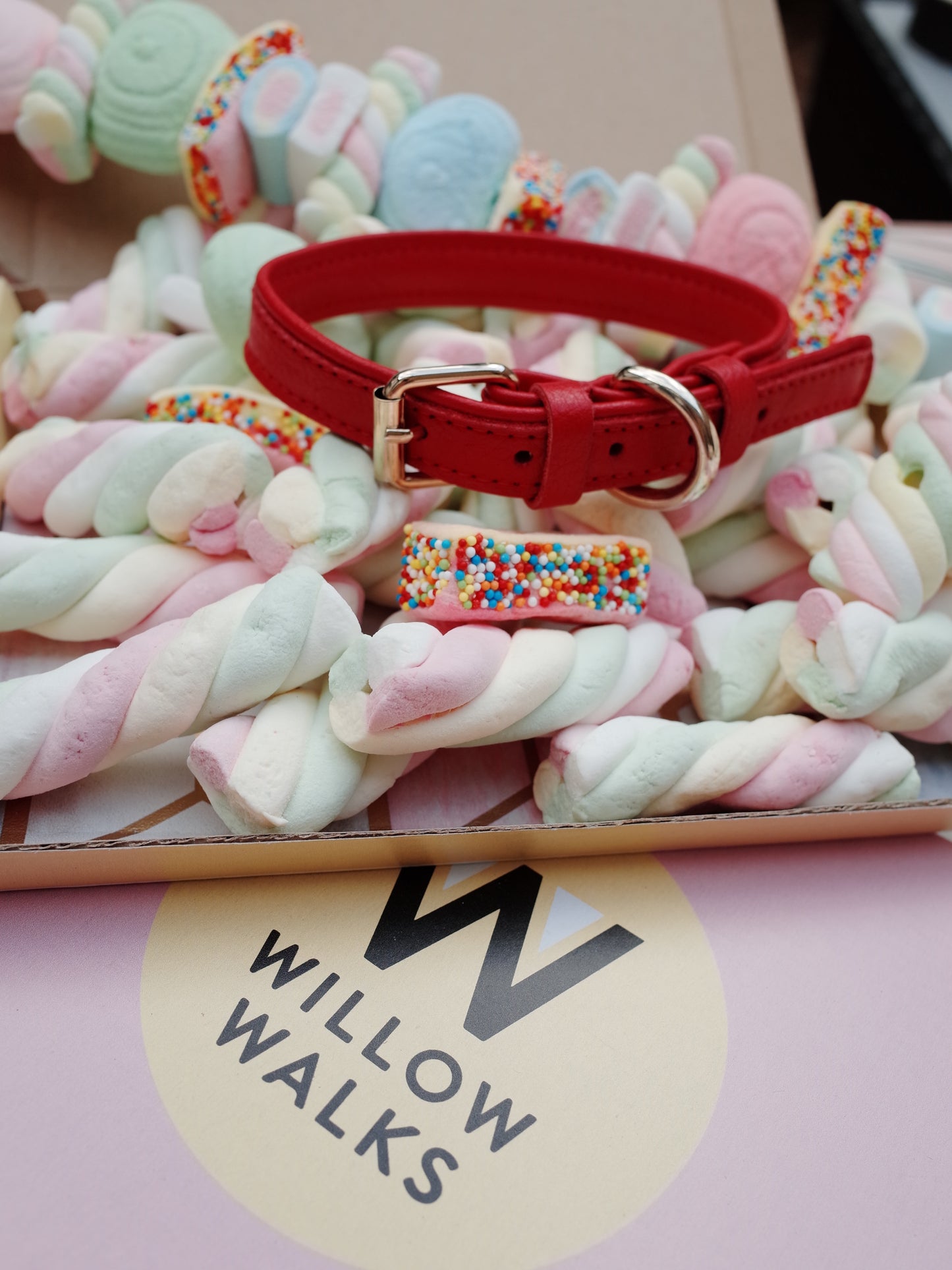 Willow Walks leather collar in red