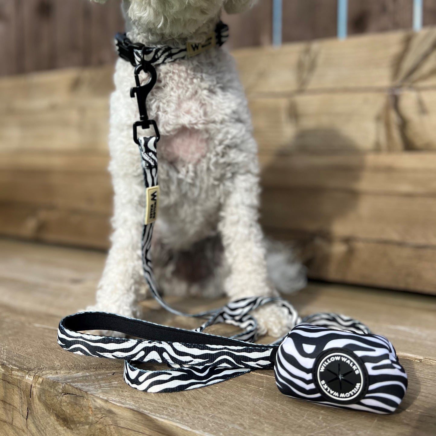 Willow Walks fabric poo bag in zebra